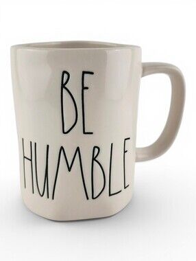 Rae Dunn Artisan White Ceramic Mug Large Black  Letters BE HUMBLE